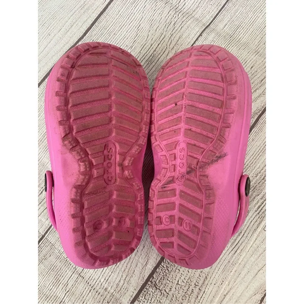Crocs fur lined claasic clogs w/back strap pink girls C11